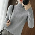 thumbnail image 3 of DondPO Turtleneck Sweater Women Turtleneck Sweater Women's New Thickened Korean Pullover Loose Knitted Long Sleeved Bottoming Shirt Sweaters For Women Black Turtleneck Women Gray XL, 3 of 5