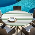 thumbnail image 6 of Sage Green Stripes Round Tablecloth, Fitted Table Cover with Elastic for 55"-60" Round Tables, Modern Minimalist Horizontal Ombre Lines Table Cloth Outdoor Indoor Dinning Party Waterproof Tablecloths, 6 of 7