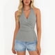 thumbnail image 2 of Tops Casuales sin Mangas para las Mujeres V Cuello Blusa Plegado Vendaje Suéter de Verano Damas Camisa Diaria, 2 of 9