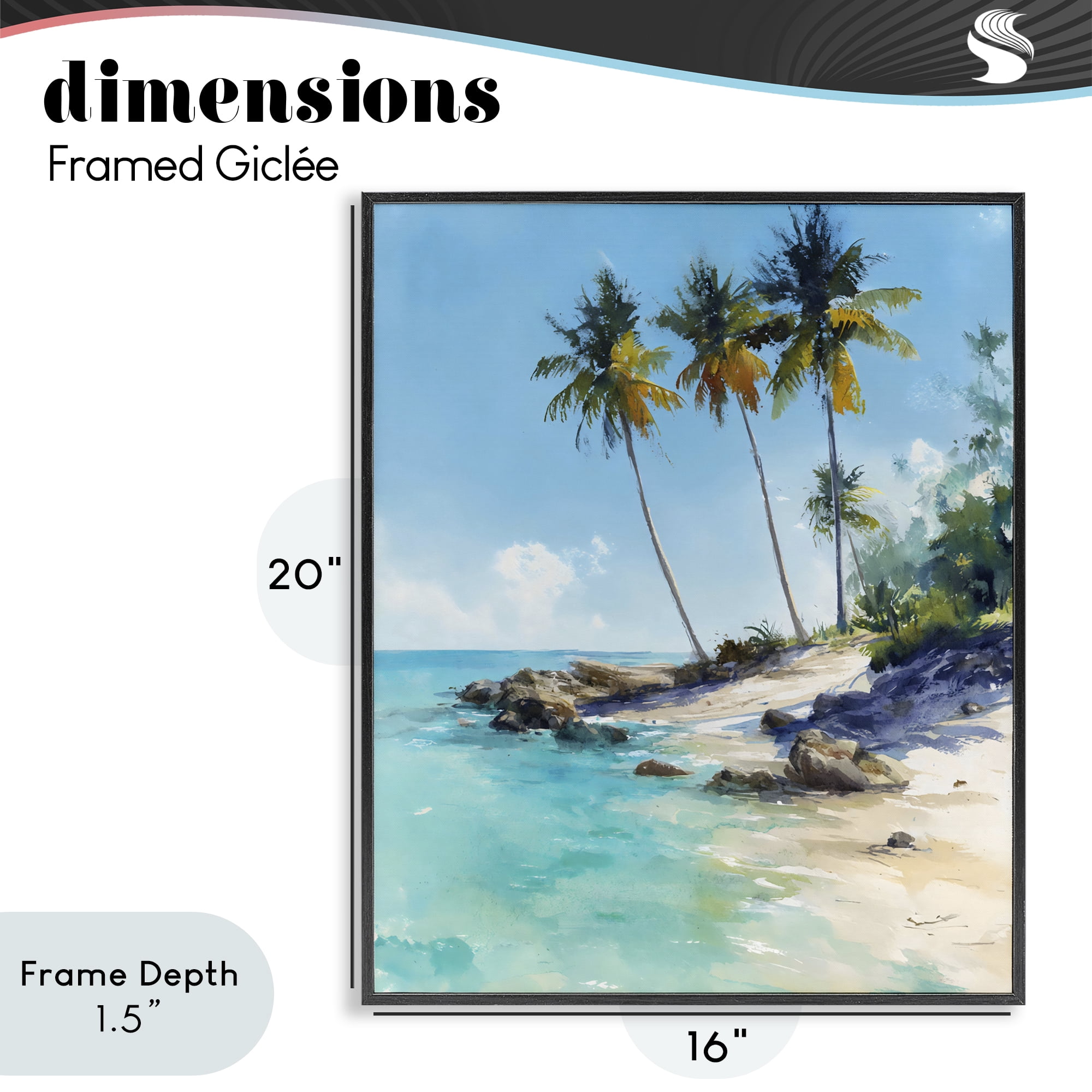 Stupell Industries Rocky Tropical Shore Black Framed Giclee Art, design by Franklyn Gregory