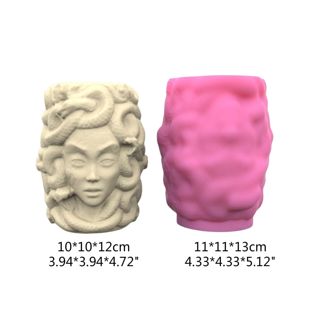 Silicone Mold Snake Girl-Head Planter Vase Mold Pen Holder Mold for Resin Epoxy Casting Concrete Mold Home Decor