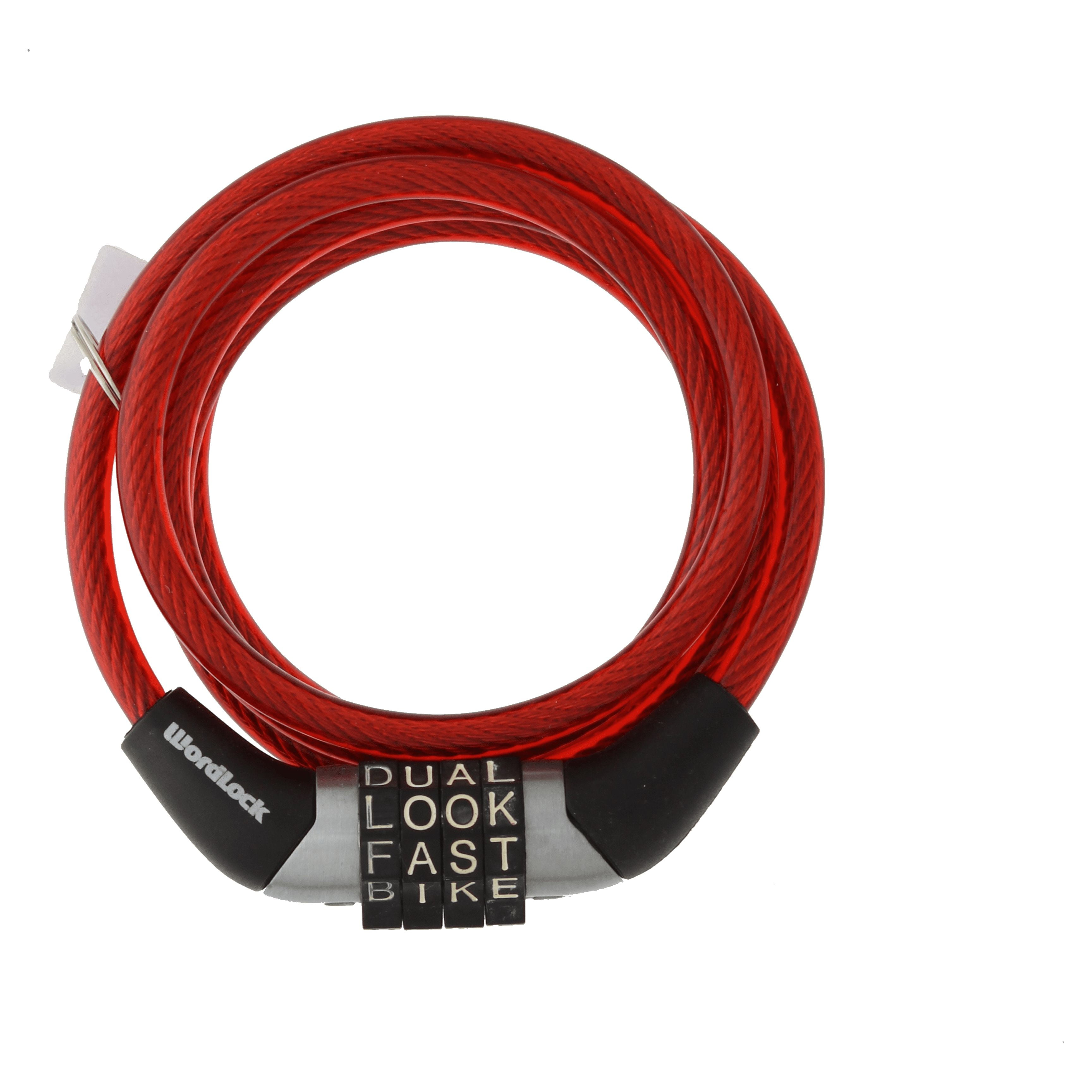 WordLock 8mm x 4 ft Cable Bike Lock- Red