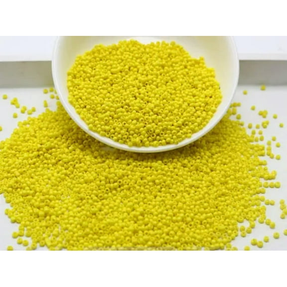 U8MO 10000 Opaque Glass Beads 1.5mm(12/0) Storage Box Jewelry Making-Yellow