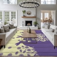 thumbnail image 3 of 5'x7' Area Rugs for Living Room Bedroom, Happy Easter Rabbits Washable Rug Carpet Runner Indoor Outdoor, Spring Daisy Purple Silhouette Wooden Grain Non Slip Floor Mats Area Rug for Kitchen, Nursery, 3 of 8
