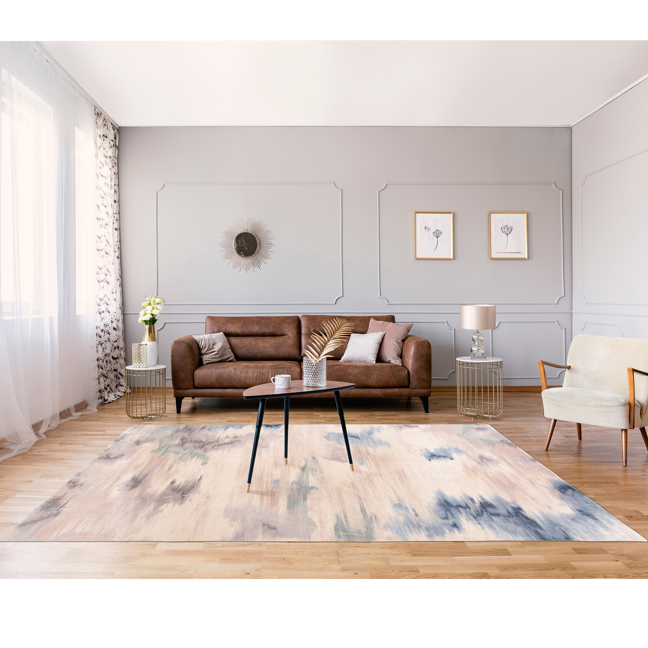 Better Homes & Gardens Jenni Blue Abstract Area Rug, 8'x10'