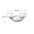 thumbnail image 4 of 2 Light Bath Vanity In Transitional Style 14 Inches Wide By 6 Inches High-Chrome Finish-Halogen Lamping Type Hinkley Lighting 5592Cm, 4 of 4