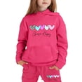 thumbnail image 2 of Toddler Baby Girl Outfits Toddler Fall Winter Clothes Cute Long Sleeve Sweatshirt Tops Pants Set Infant 2Pcs Clothing,4-5 Years,Hot Pink, 2 of 7