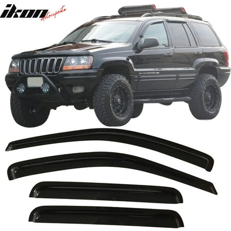 Fits 99 04 Jeep Grand Cherokee Acrylic Window Visors 4pc Set Fits 99 04 Jeep Grand Cherokee Acrylic Window Visors 4pc Set