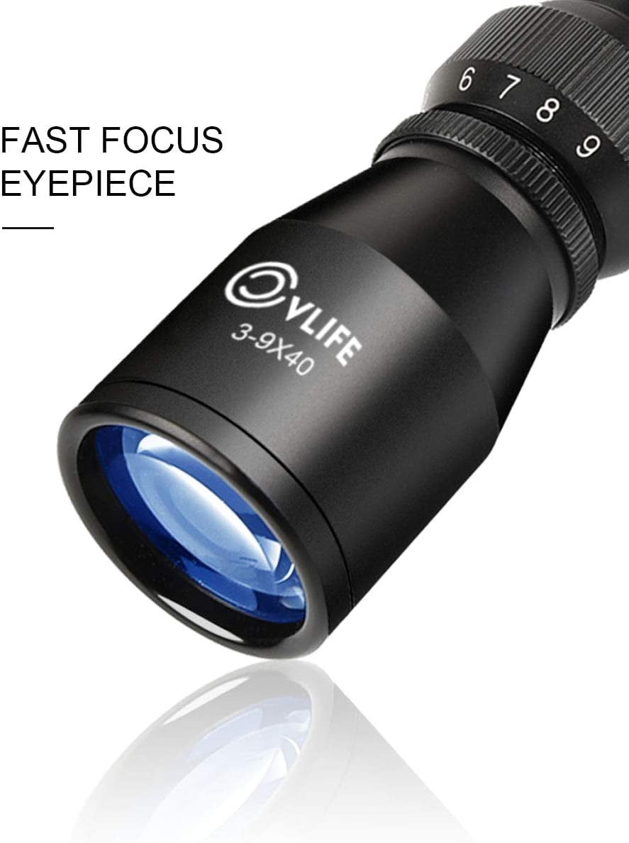 CVLIFE Optics R4 Reticle Crosshair Scope with 20mm Free Mounts, 3-9x40
