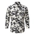 thumbnail image 2 of Camisas De Vestir Para Hombre Slim Fit Camisa de primavera y verano para hombre, camiseta hawaiana de manga larga, camiseta con estampado Floral , camiseta de trabajo con botones para la (Black, 3XL), 2 of 5