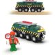 thumbnail image 1 of Wooden train track train toy, green tank battery-powered locomotive with magnetic train, 1 of 4