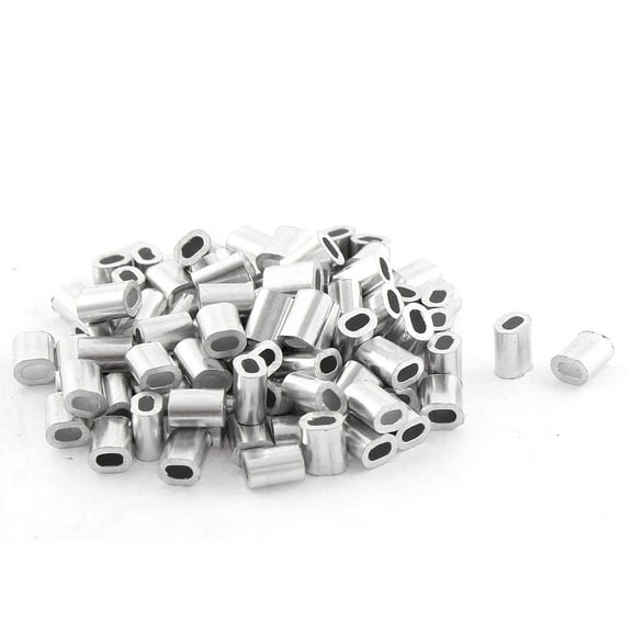 100pcs Oval Aluminum Sleeves Clamps for 1mm Wire Rope Swage Clip