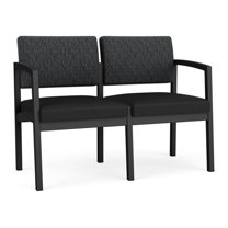 Lesro Lenox Steel Fabric Reception Waiting Room Guest Loveseat in Black/Nocturnal/Castillo Black