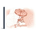 thumbnail image 1 of Virginia - Beach Chair & Umbrella - Coral - Coastal Icon - Lantern Press Artwork (18x12 Gallery Wrapped Stretched Canvas), 1 of 1