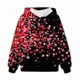thumbnail image 5 of Girls Red Heart Print Hoodie, Soft Stretchy Polyester Spandex Loose Fit with Adjustable Hood & Pockets, Daily Wear for 4-12 Years Old Girls,Size 3-4T, 5 of 6