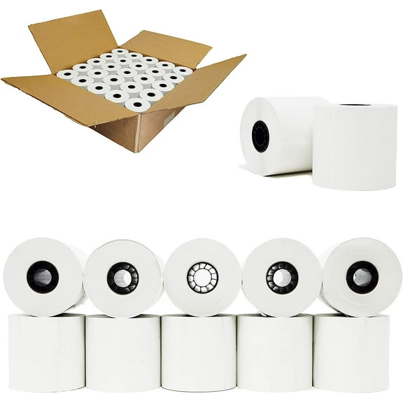 BuyRegisterRolls 2.25" x 190 Thermal Paper Rolls (Pack of 50) - POS/Cash Register Thermal Paper Rolls - ATM Gas Pump Paper