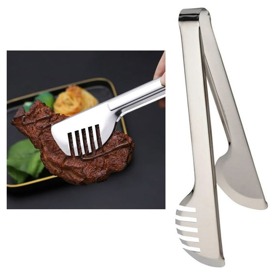 Stainless Steel Steak Clamp Food Clip Tongs Bread Meat BBQ Kitchen Cooking Tool