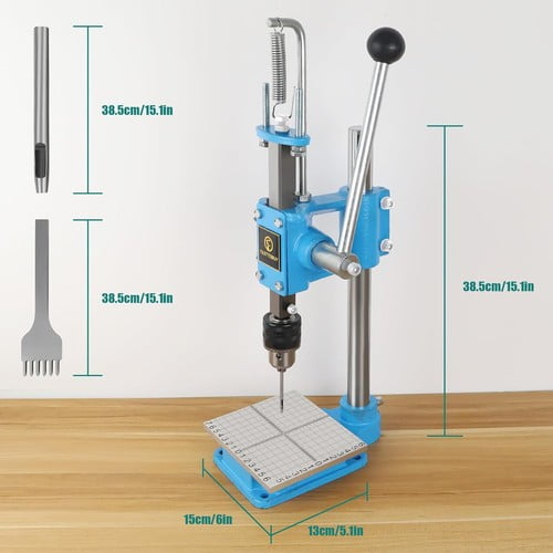TOAUTO Premium Manual Leather Punch Tool Mute Hand Press Punching Machine with Chuck, PP & Aluminum Plates for DIY Leather Craft