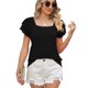 thumbnail image 1 of Mujeres corto flutter mangas Top doble capas suelta verano color puro casual camiseta, 1 of 7