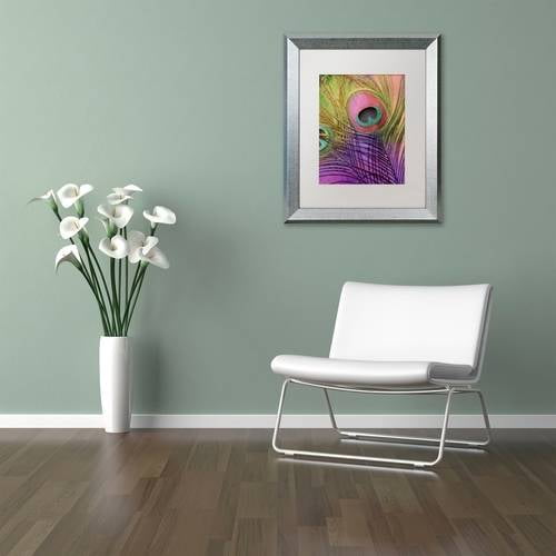 Trademark Fine Art "Peacock Candy III" Canvas Art by Color Bakery White Matte, Silver Frame