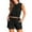 Black, variant on XINC Womens Nightgowns Womens Crew Neck Cap Sleeve Two Piece Summer Short Sets Sweatsuit With Pocket Sleepwear