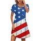thumbnail image 2 of Puntoco Vestido De Cuello Redondo De Manga Corta Suelto Informal Estampado Del Día De La Independencia De Verano Para Mujer Azul Xxl,Regalos Para Mujer Joven, 2 of 5
