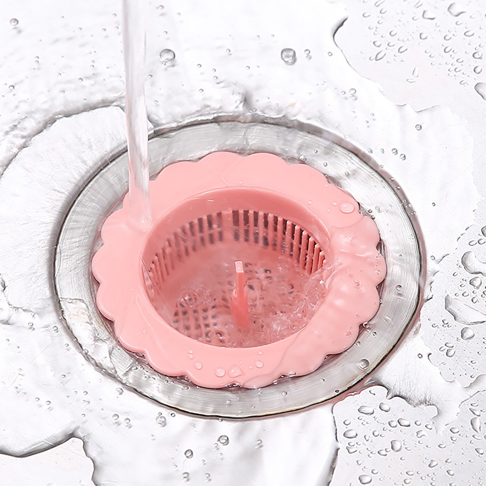 Food Safe Silicone TT0024A Fits In Most Standard Sinks PINK In-Sink Strainer 