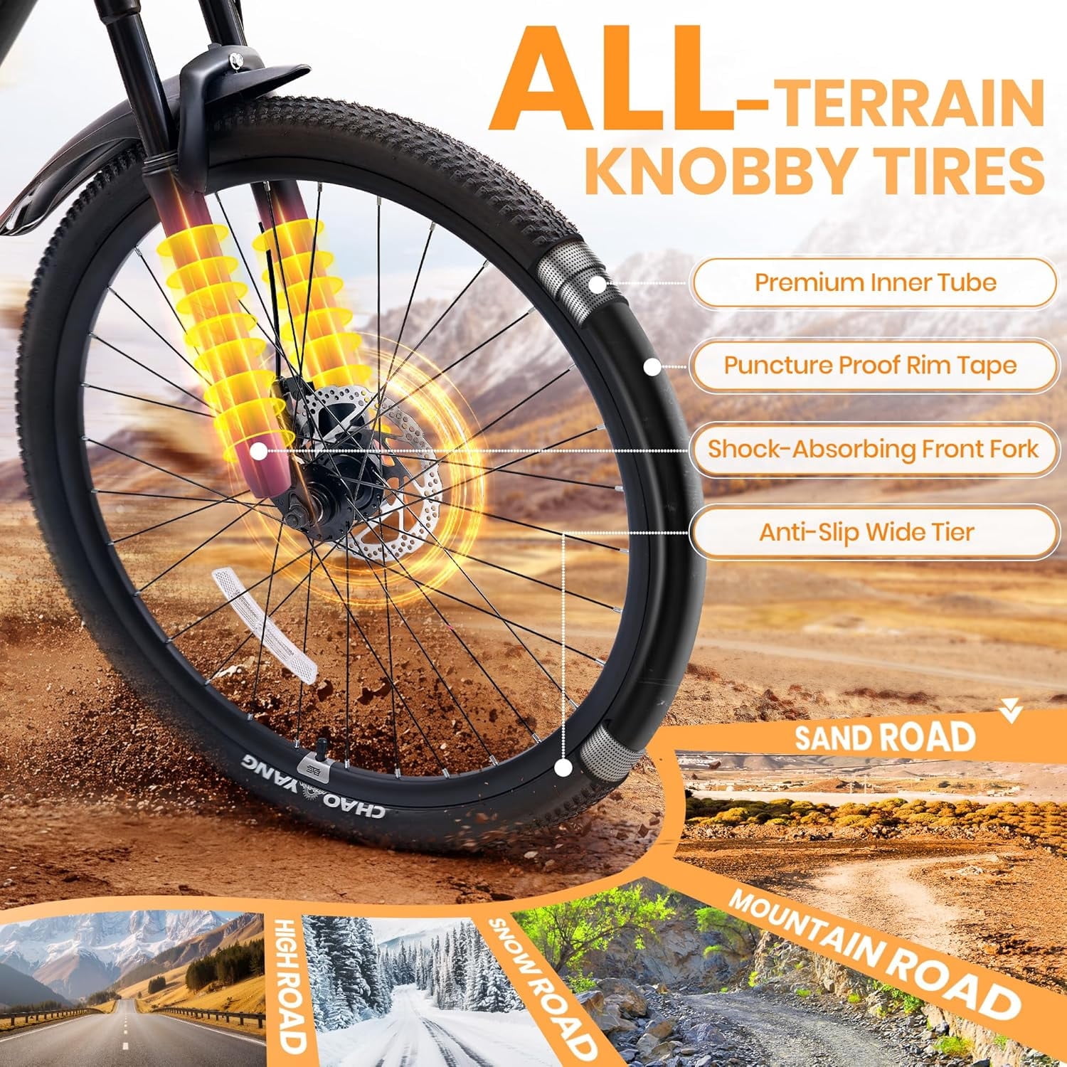 26 Inch Mountain Bike for Men, NEORIVERE 21-Speed Men's Mountain Bike with Suspension Fork, Dual Disc Brakes, Rear Rack & Internal Cable