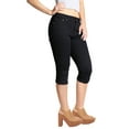 thumbnail image 3 of 2Luver, Women's, Stretchy 5 Pocket Skinny Black Capri Jeans, Black, 9, 3 of 3