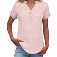 thumbnail image 5 of Vinsonshop Short Sleeve Eyelet Tops for Women Eyelet Embroidery Blouses Tunic Tops Eyelet Tees Embroidered Tops Travel Clothes Summer Shirts Summer Tops Going Out Outfits (S-5XL), 5 of 9