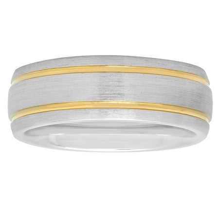 MenÃƒÂ¢ s Cobalt with Gold-Tone IP Striped Wedding Band Ring