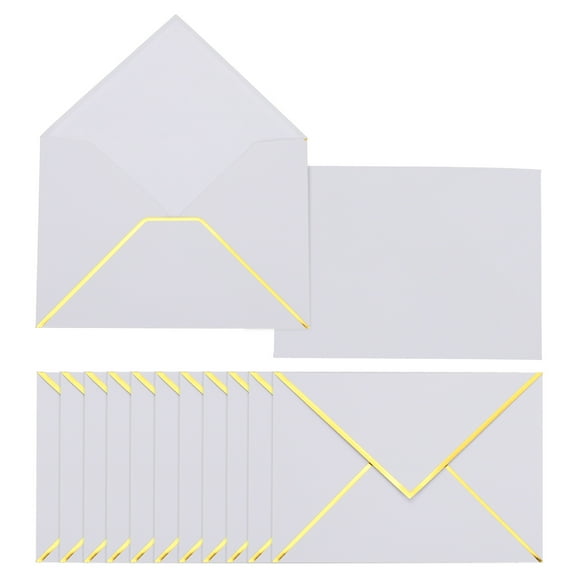 Uxcell 60 Pack A7 Envelopes, 5x7 Card V Flap Envelope Valentine Envelopes with Gold Border for Office Wedding Card Invitations Graduation Party Gift, White