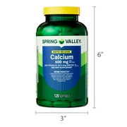 Spring Valley Rapid-Release Calcium Dietary Supplement, Softgel Capsules, Bone Health, 600 mg, 120 Count
