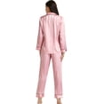 thumbnail image 2 of LONXU Womens Satin Pajama Set Long Sleeve Lounge Sets Two Piece Button Down Shirts and Pants PJs Soft Sleepwear Set Plus XS-XXXL, 2 of 7