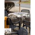 thumbnail image 5 of Outdoor Tablecloths with Umbrella Hole & Zipper, Vintage Flowers 54x54 Inch Square Tablecloths, Wooden Birds Retro Art Farmhouse Waterproof Table Cloth, Patio/Pool/Picnic Table Covers, 5 of 8