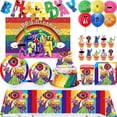 thumbnail image 2 of Vajilla desechable con temática de amigos del arco iris para niños, vajilla decorativa para fiesta de cumpleaños, plato, taza, Pancarta, pastel, regalos para Baby Shower, 2 of 5
