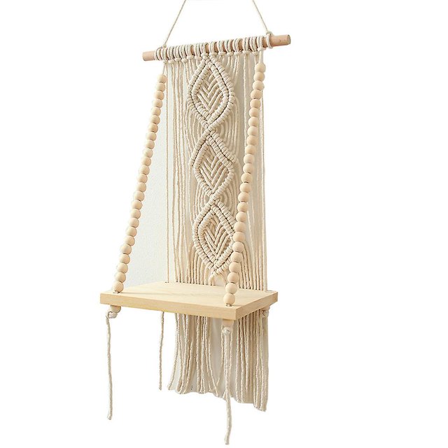 Estante para colgar en la pared de Macrame, estantería de tapiz tejido a mano para colgar plantas Feliz Sencillez
