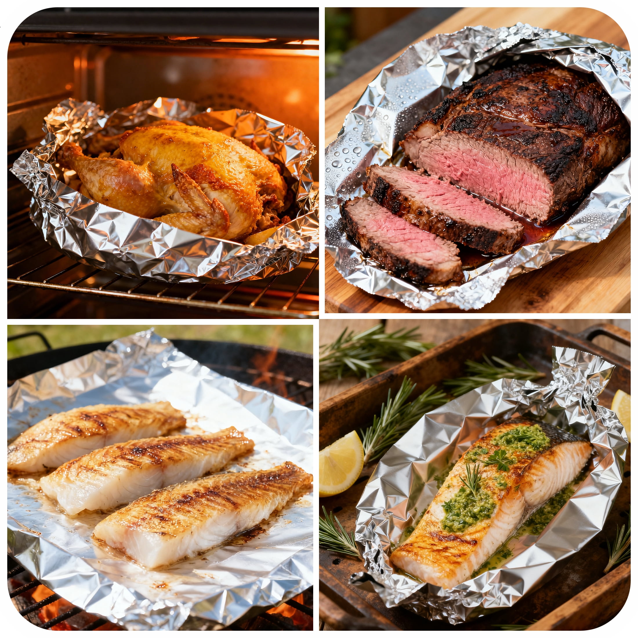 GARITIN Aluminum Foil Paper 223 Sq Ft, Heavy Duty Aluminum Foil, Non Stick Foil Roll with Cutter for Grilling, Cooking, Catering, Grill Foil Wraps for Food, 12 Inches Wide, Silver