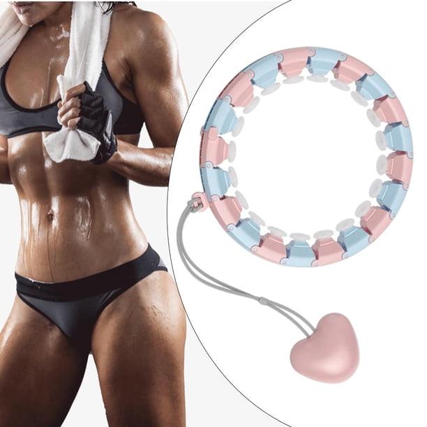 Aro de ejercicio inteligente, aro inteligente ponderado para adultos y niños, fitness 2 en 1 para abdomen, 24 nudos desmontables aro de fitness que no Rosado azul Soledad Aro ponderado inteligente