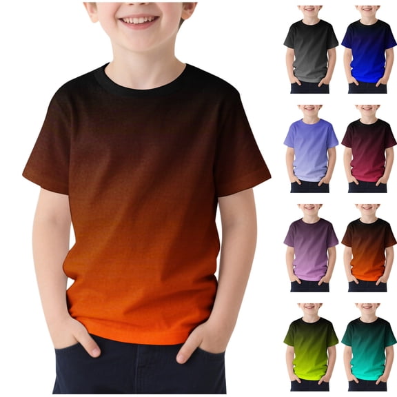 Sentuca Toddler Boys Clothes Short Sleeve Graphic Tees Summer Crew Neck Gradient T Shirts Size 4