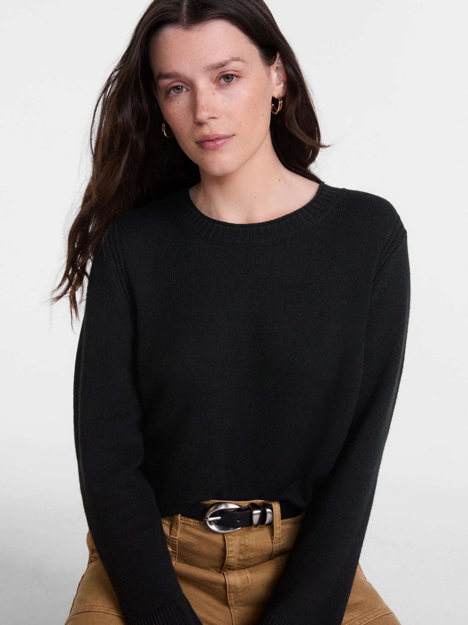 Scenario Women's and Women's Plus Cozy Crewneck Sweater with Long Sleeves, Sizes XS-4X