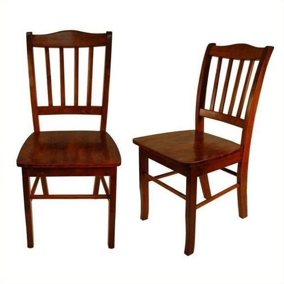 Bowery Hill 18" Farmhouse Wood Dining Chair in Walnut (Set of 2)