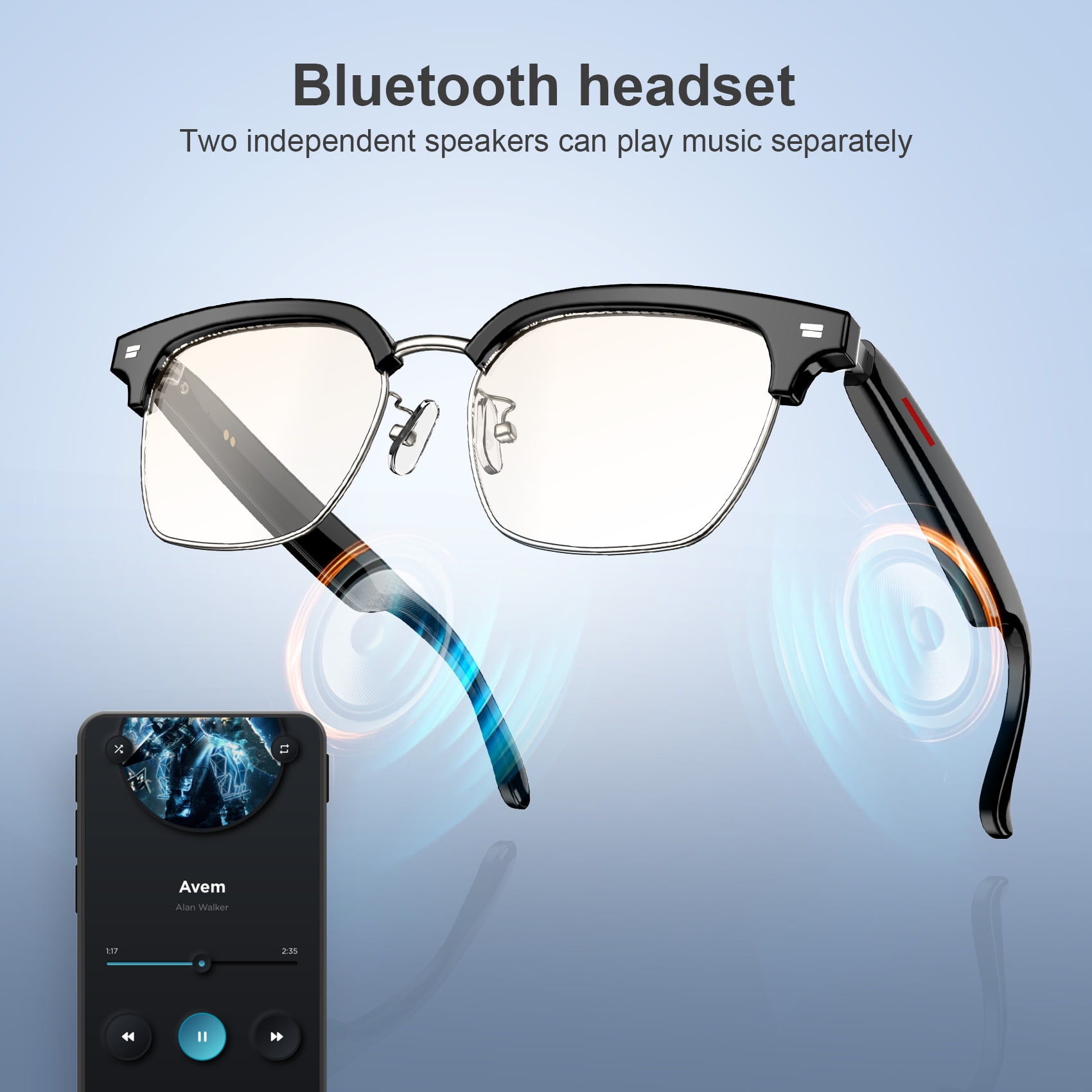 Blackview Smart Glasses Wireless Bluetooth Anti-blue Light Lens Outdoor Sports Hands-free Calling Music Eyeglasses