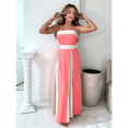 thumbnail image 4 of Vestido con Tirantes Finos y Colores Contrastantes para Mujer, Elegante, de Cintura Alta y con Aberturas Laterales. Melocotón L, 4 of 7