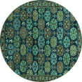thumbnail image 1 of Ahgly Company Machine Washable Indoor Round Oriental Turquoise Blue Industrial Area Rugs, 5' Round, 1 of 4