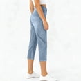 thumbnail image 6 of AKOEE Women's Jean Look Jeggings High Waisted Soft Stretchy Capri Pants with Pockets Slim Straight Fit Capris (S, Light Blue), 6 of 7