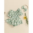 thumbnail image 3 of Bagilaanoe Newborn Baby Girl Summer Rompers Dress Daisy Print Short Sleeve Bodysuits + Headband 3M 6M 12M 18M Infant Patchwork A-line Dresses, 3 of 6