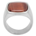 thumbnail image 1 of Anillo de acero inoxidable con ojo de tigre para hombre: acabado clásico en acero, elegante accesorio de joyería, 1 of 8