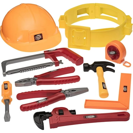 Prextex Little Handyman Kids Play Construction Tool Set with Toy Tool Belt Set and Adjustable Hard Hat | Kids Tool set