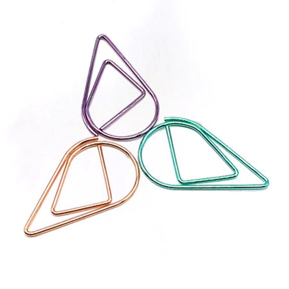 Methold 50 Uds. Clip de papel en forma de gota de agua, marcapáginas, papelería, suministros de oficina Suministros de escritura y corrección